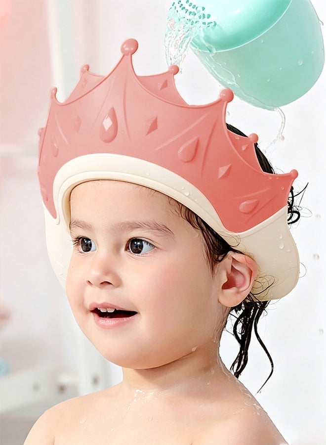 Aissiora Baby shower cap, adjustable silicone shower cap, waterproof shampoo cap, ear protection shampoo cap, cute crown shape, suitable for children - Image 1