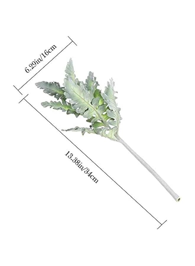 Generic 5Pcs Artificial Flocked Lambs Ear Leaves Dusty Miller Stems Flocked Oak Leaves for Home Wedding DIY Floral Arrangement(13.38inch,Green)  - Image 2