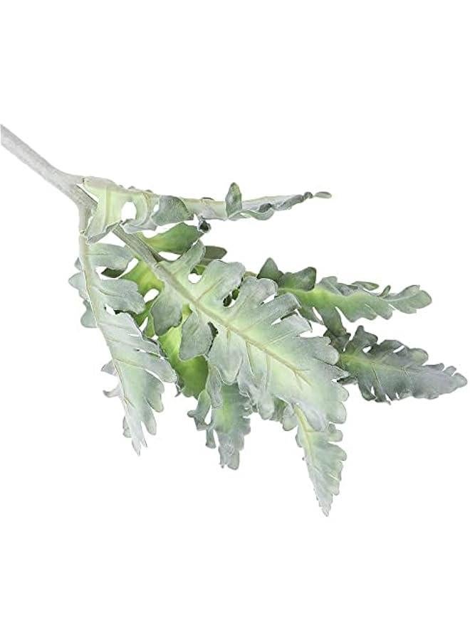 Generic 5Pcs Artificial Flocked Lambs Ear Leaves Dusty Miller Stems Flocked Oak Leaves for Home Wedding DIY Floral Arrangement(13.38inch,Green)  - Image 3