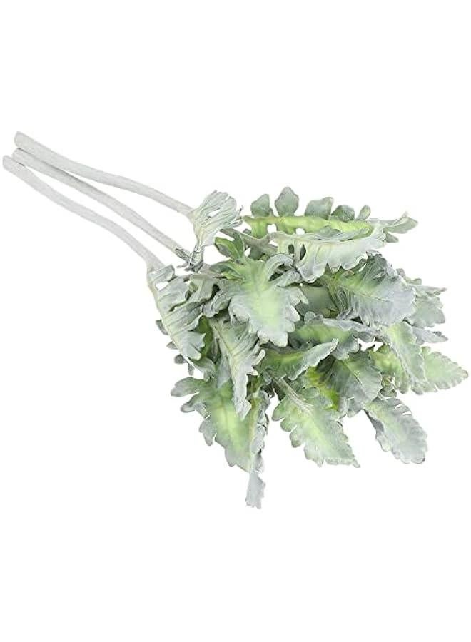 Generic 5Pcs Artificial Flocked Lambs Ear Leaves Dusty Miller Stems Flocked Oak Leaves for Home Wedding DIY Floral Arrangement(13.38inch,Green)  - Image 5