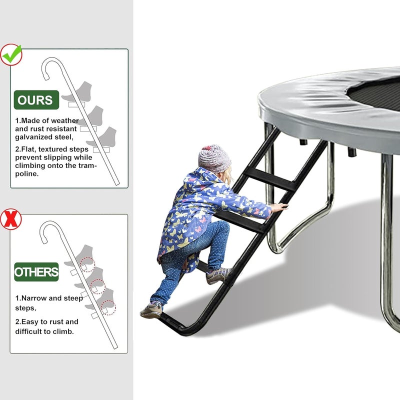 Eurmax USA Universal Easy-to-Assemble Trampoline Ladder, 3 Steps with Wide Steps, Storage Bag, 220 lbs Capacity Trampoline Accessories for Children Kids, Black - Image 4