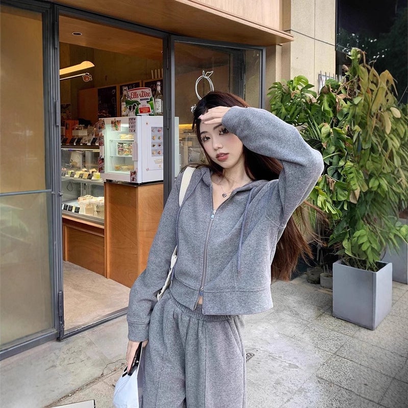 سترة قطنية قصيرة بغطاء رأس بأكمام طويلة وبنطلون واسع الساقين للنساء - Image 3