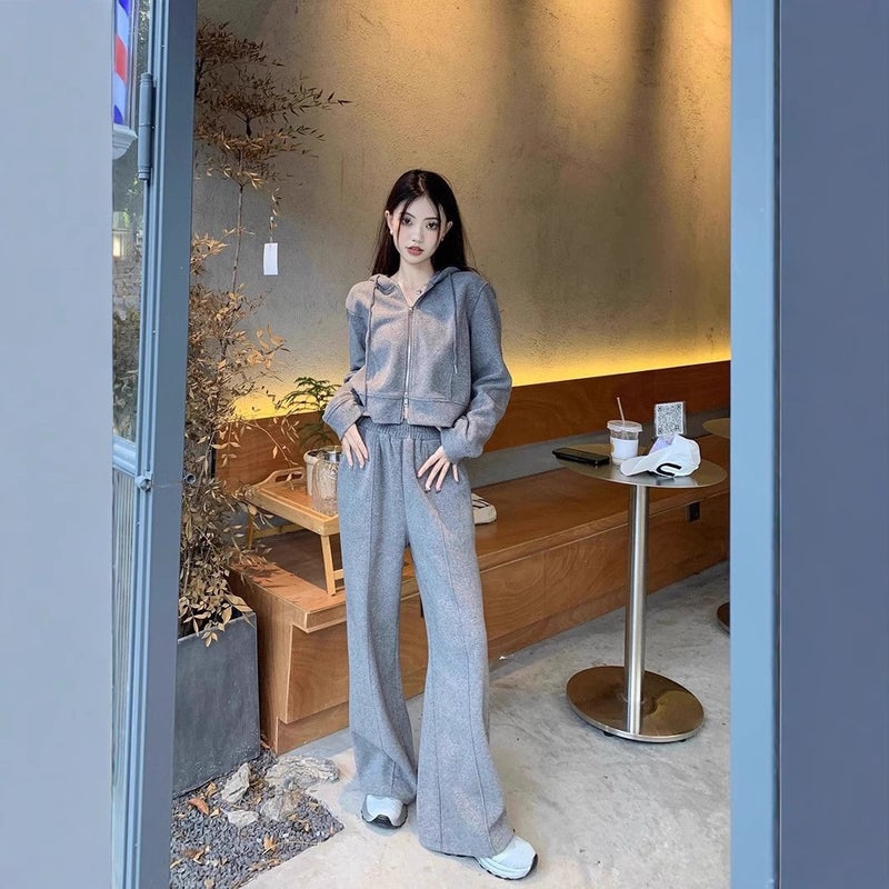 سترة قطنية قصيرة بغطاء رأس بأكمام طويلة وبنطلون واسع الساقين للنساء - Image 5