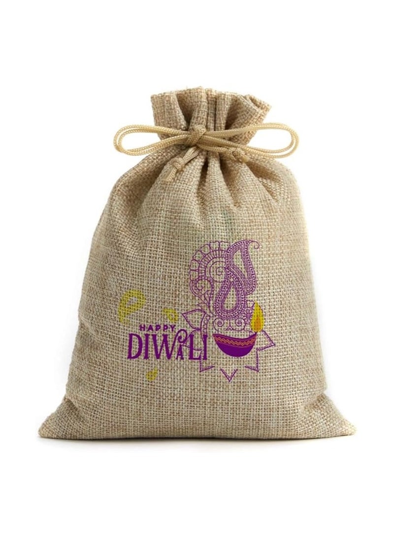 Diwali Gift Bags- Set Of 12 Jute Bags-Celebrate The Festival Of Lights With Eco-Friendly Gifts - Image 1