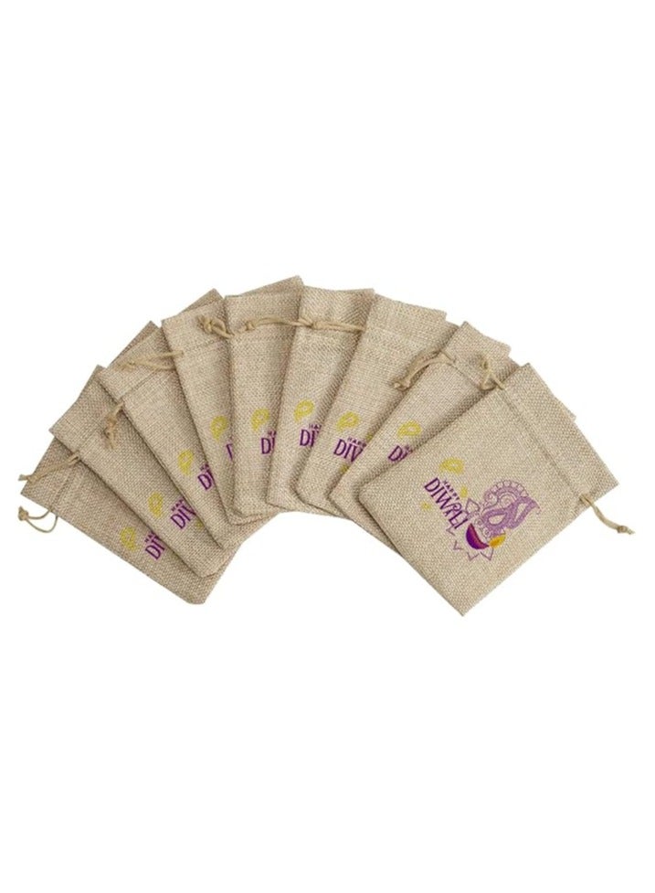 Diwali Gift Bags- Set Of 12 Jute Bags-Celebrate The Festival Of Lights With Eco-Friendly Gifts - Image 3