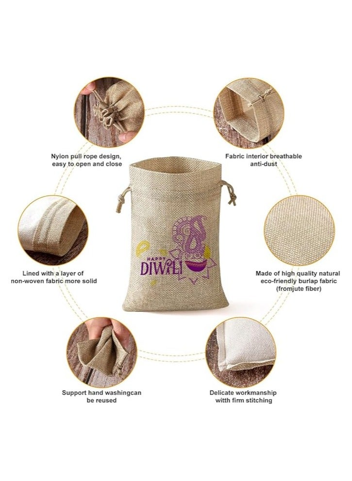 Diwali Gift Bags- Set Of 12 Jute Bags-Celebrate The Festival Of Lights With Eco-Friendly Gifts - Image 5