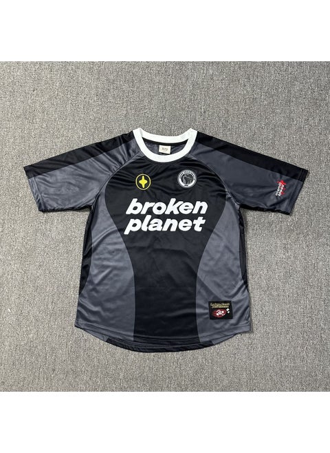 Broken Planet Color-Block Embroidered Sports Tee black