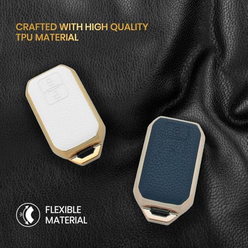 keyzone litchi leather textured TPU key cover & keychain for Victoris, Baleno, Jimny, Swift, Ertiga, Grand Vitara, XL6, Brezza, Fronx, Dzire, Glanza, Urban Cruiser Hyryder 2 button smart key (Black) - Image 5