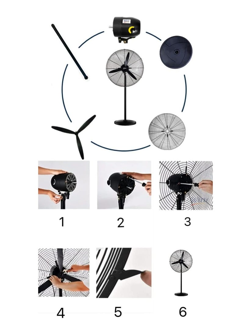 EasyLife - 26 Inch Industrial High Power Fan, 120W, Oscillating Exhaust Fan, Mechanical Floor Fan - Image 1