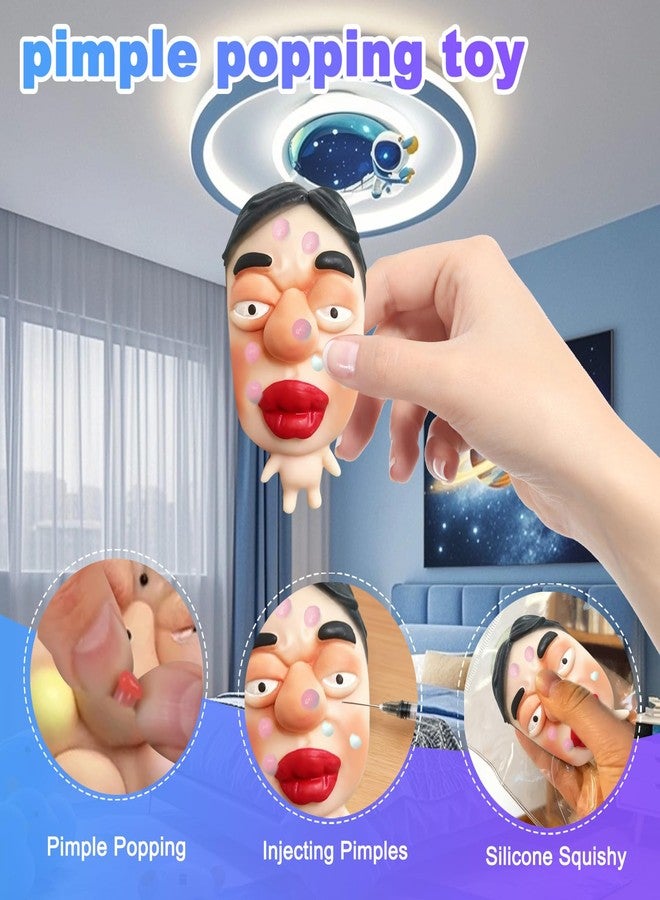 CIYOJA Pimple Popper Toy Set, Ultra Soft Cute Face Pimple Popping Fidget Toy, Refillable Pimple Toy with Sensory Cream, Silicone Squishy Squeeze Toy for Stress Relief & Anxiety Relief(PoutFace) - Image 2
