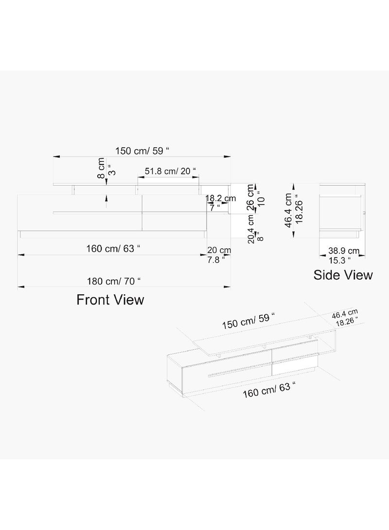 Home Box Ohio TV Unit for TV's upto 75 inches 38.9 x 46.4 x 180 cm  - Image 5