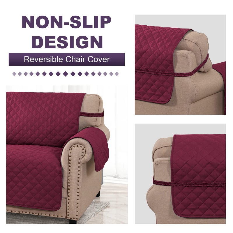 MeilleMaison Sofa Slipcovers Reversible Quilted Loveseat Couch Cover Water Resistant Furniture Protector with Elastic Straps for Pets Kids DogLoveseat WineTan MMCLKSFD02C8 - Image 4