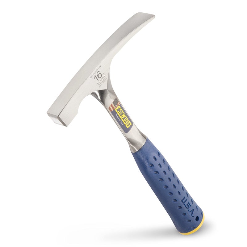 ESTWING Bricklayer's/Mason's Hammer - 16 oz Masonary Tool with Forged Steel Construction & Shock Reduction Grip - E3-16BLC - Image 1