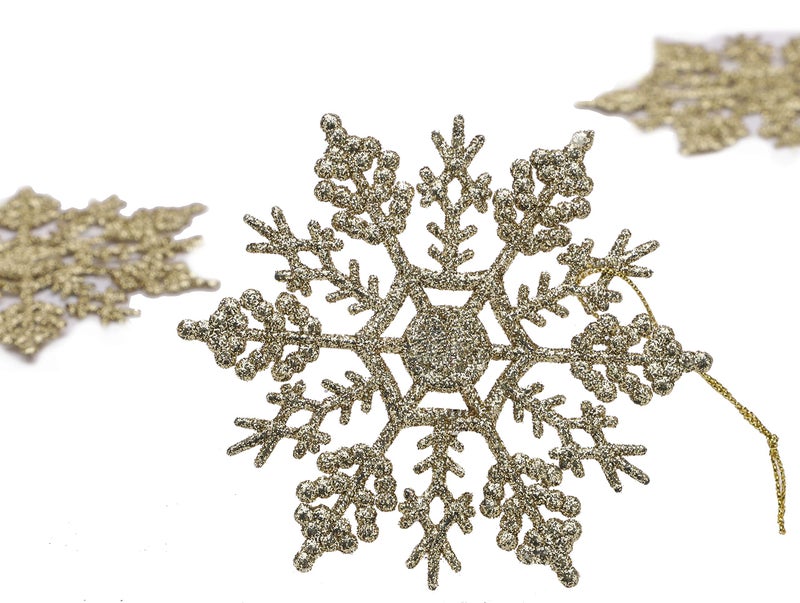 Christmas Concepts حزمة مفاهيم عيد الميلاد من 12-10 سم بريق الثلج ديكورات معلقة - ديكورات عيد الميلاد (الذهب) - Image 4