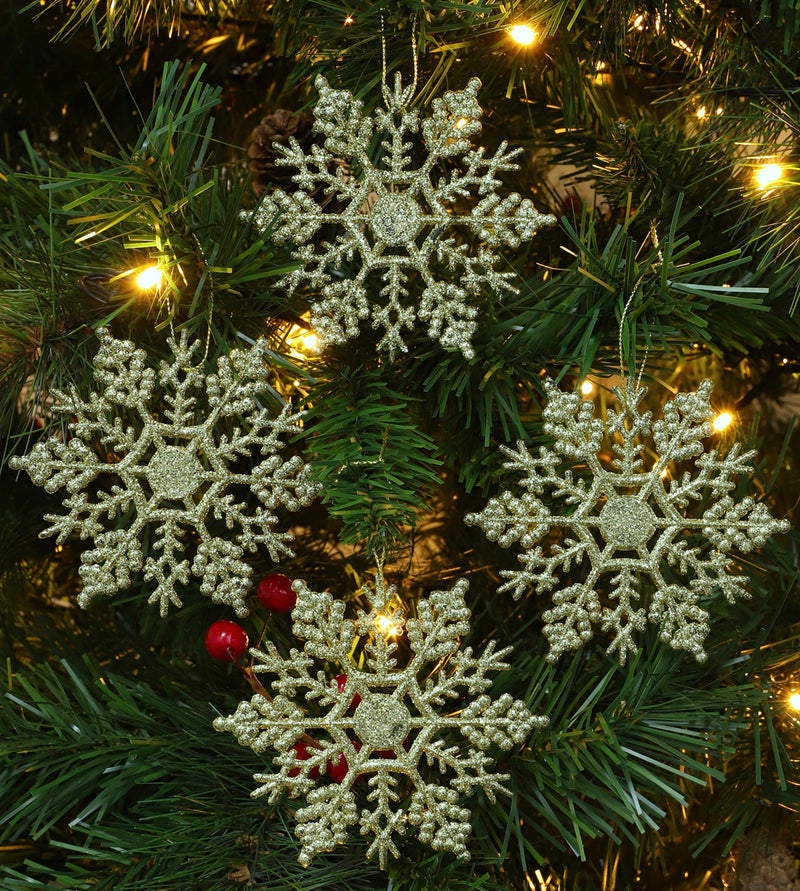 Christmas Concepts حزمة مفاهيم عيد الميلاد من 12-10 سم بريق الثلج ديكورات معلقة - ديكورات عيد الميلاد (الذهب) - Image 2