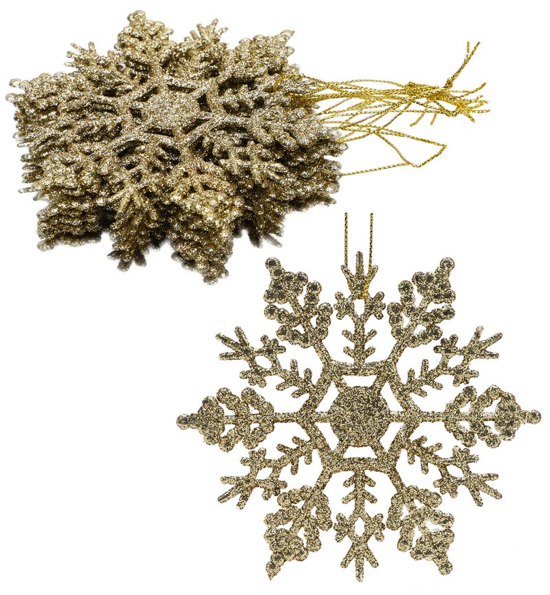 Christmas Concepts حزمة مفاهيم عيد الميلاد من 12-10 سم بريق الثلج ديكورات معلقة - ديكورات عيد الميلاد (الذهب) - Image 1