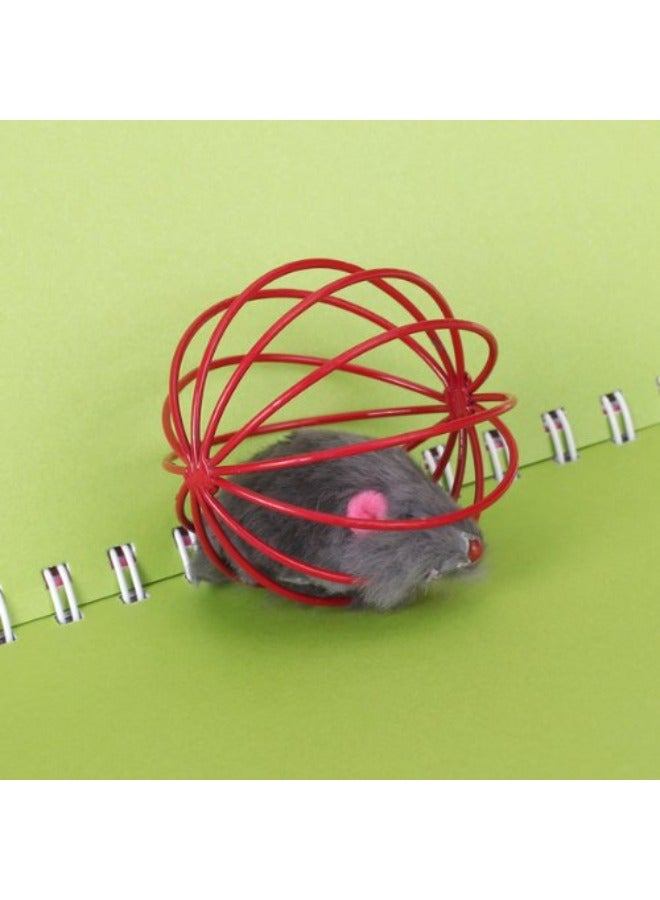 PETSARY Pet Cat Funny Playing Toy Teal | Cat Mouse Ball Cage | Cat Mouse Toy Plush Mouse in Cage Ball Interactive Cat Teaser for Indoor Playing Cat and Kitten Exercise Dark Grey - Image 3