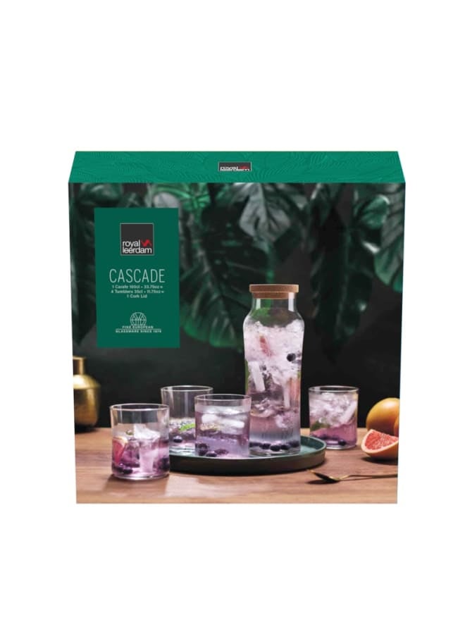 royal leerdam Cascade Set - 6Piece ( Carafe W Lid + 4 Tumblers ) - Image 2