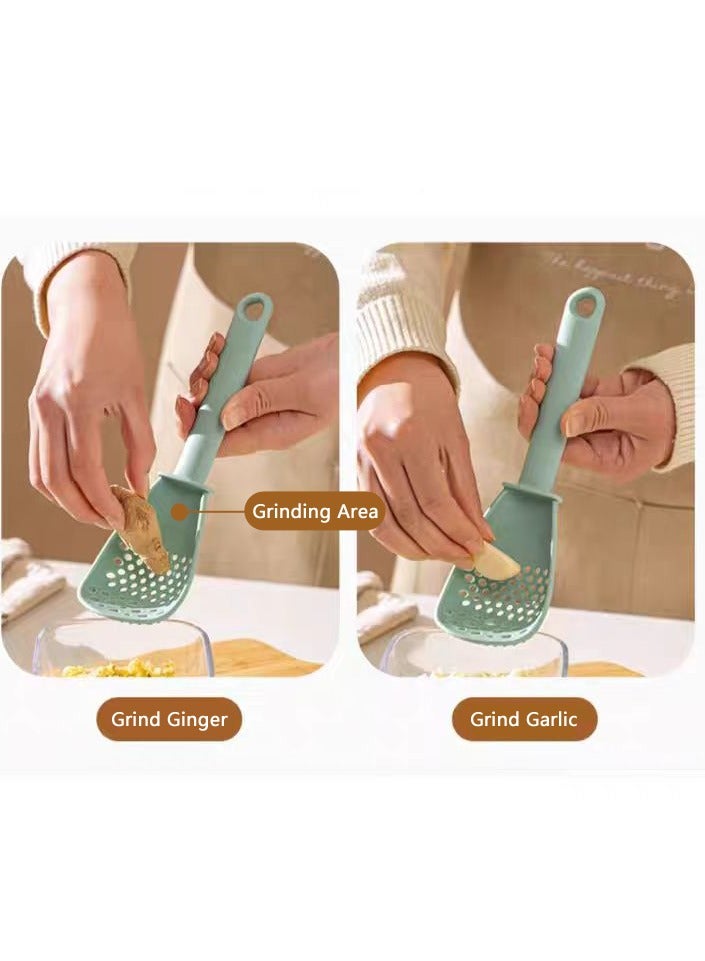 3 in 1 Potato Masher Spoon，Grind Ginger/Garlic,Slotted Spoon,22CM*6CM,1piece(Green)  - Image 4