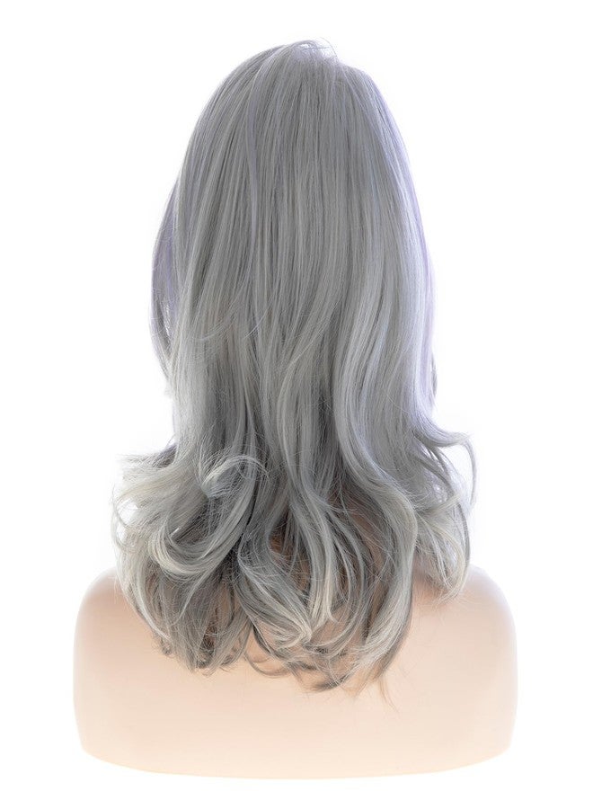 Dsimeig Grey Purple Wig Short Layered Wavy Wigs for Women Synthetic Halloween Cosplay Hair - Image 5