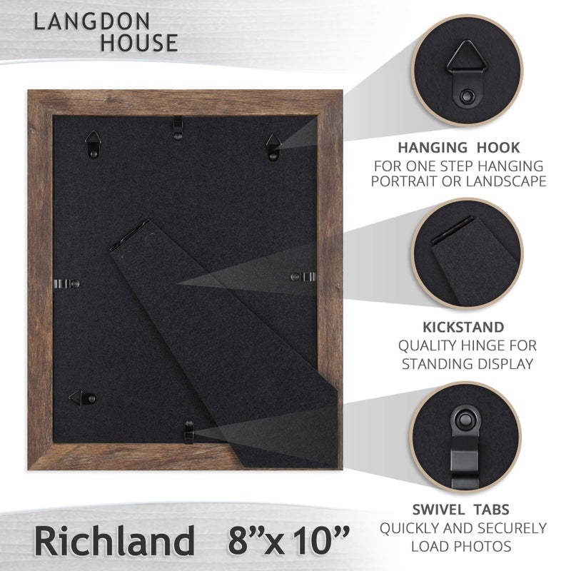 Langdon House 8x10 Picture Frames (Rustic Brown  3 Pack) Traditional Wood-Like Photo Frames for Any D?cor Style  Richland Collection - Image 3