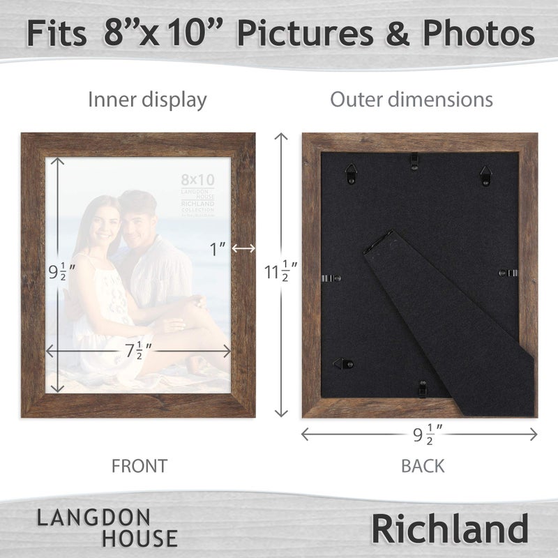 Langdon House 8x10 Picture Frames (Rustic Brown  3 Pack) Traditional Wood-Like Photo Frames for Any D?cor Style  Richland Collection - Image 2