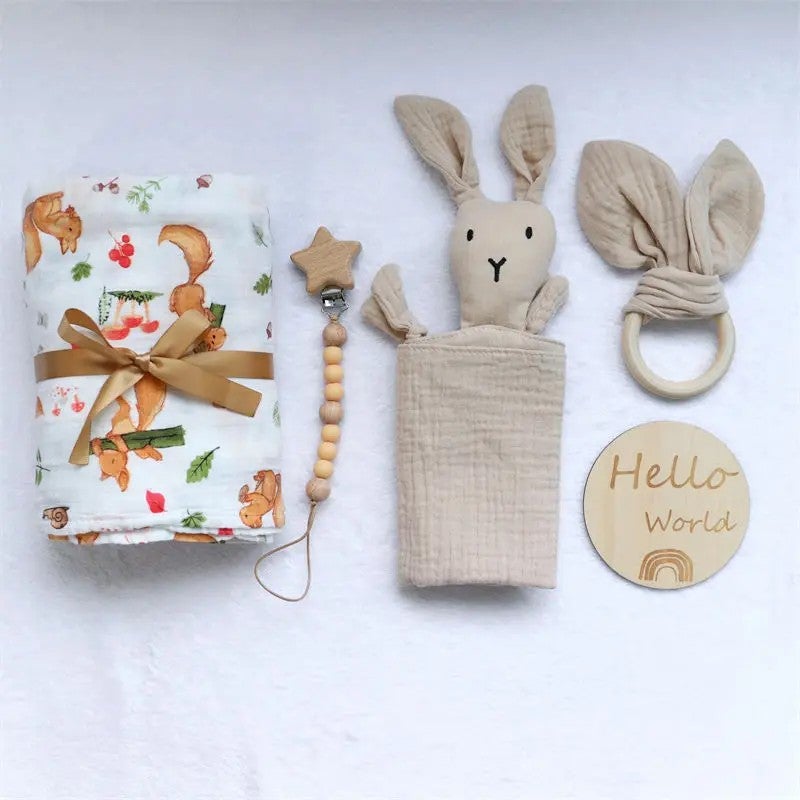 Y&D Unisex Baby Gift Set: Swaddle Blanket, Muslin Swaddles - Newborn Shower Gift with Swaddlers - Image 4