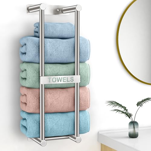 STWWO Towel Racks for Bathroom, STWWO Towel Storage for Small Bathroom 22inch, Stainless Steel Towel Rack Wall Mounted for Bath Towel, Brushed Nickel - Image 1