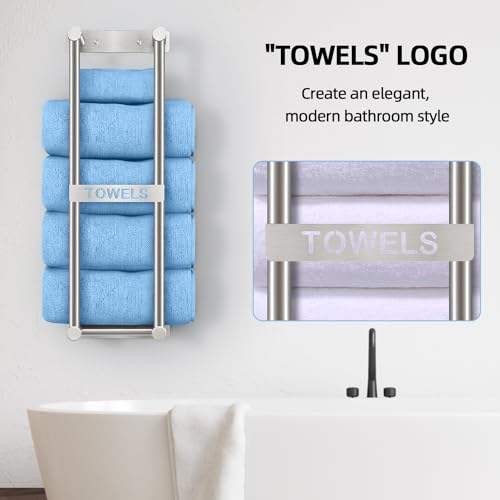 STWWO Towel Racks for Bathroom, STWWO Towel Storage for Small Bathroom 22inch, Stainless Steel Towel Rack Wall Mounted for Bath Towel, Brushed Nickel - Image 2