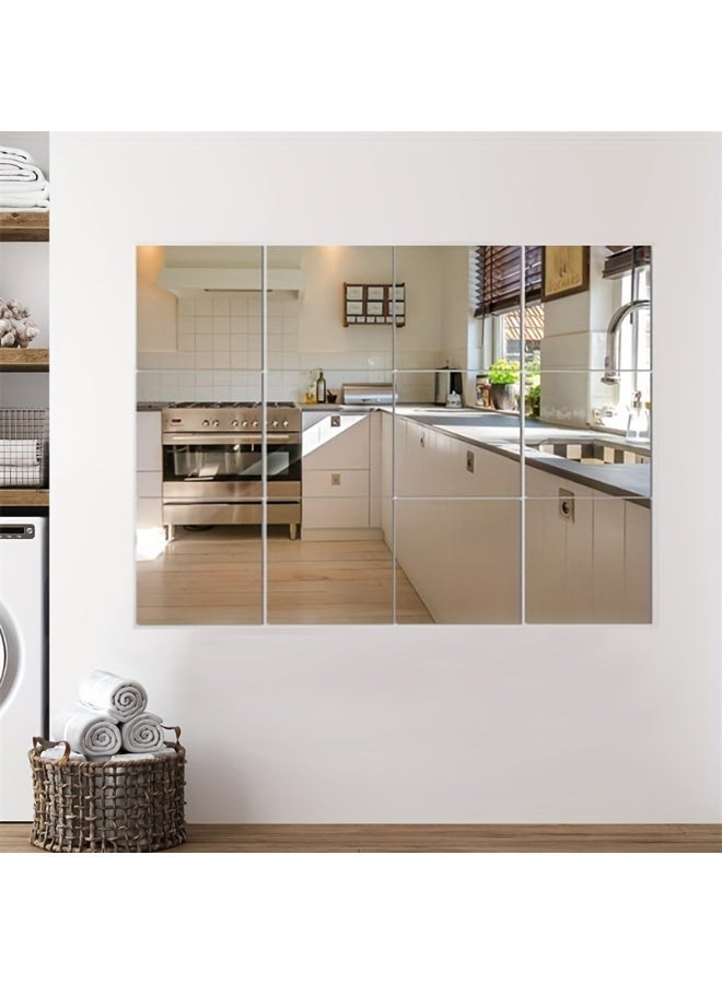 POWER Self Adhesive Acrylic Mirror Wall Tiles, Flexible Soft Mirror Sheets for Bedroom, Home Gym & Door Decor, Frameless Lightweight Unbreakable Wall Mirror Panels, Easy Peel and Stick Installation, Multiple Sizes & Sets - Image 1