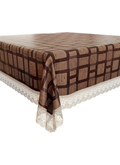 Kuber Industries Kuber Industries Square Table Cover for 4 Seater|PVC Waterproof Square Pattern Tablecloth Indoor & Outdoor|48x48 Inch (Brown)  - Image 4