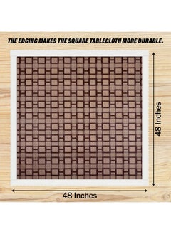Kuber Industries Kuber Industries Square Table Cover for 4 Seater|PVC Waterproof Square Pattern Tablecloth Indoor & Outdoor|48x48 Inch (Brown)  - Image 3