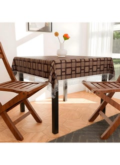Kuber Industries Kuber Industries Square Table Cover for 4 Seater|PVC Waterproof Square Pattern Tablecloth Indoor & Outdoor|48x48 Inch (Brown)  - Image 2