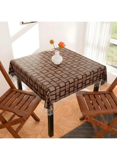 Kuber Industries Kuber Industries Square Table Cover for 4 Seater|PVC Waterproof Square Pattern Tablecloth Indoor & Outdoor|48x48 Inch (Brown)  - Image 1