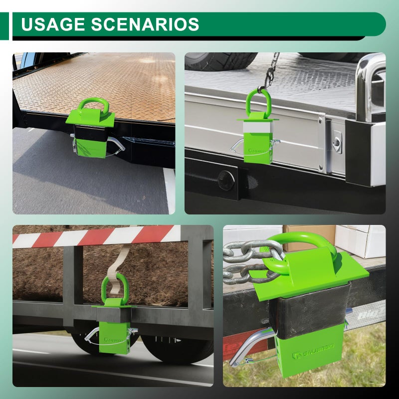 SALUINOKI Stake Pocket D Ring for Trailer Heavy Duty, D-Ring Stake Pocket Tie Downs Galvanized Green with Anti-Loss Cord and Gloves Breaking Load 16,200lbs (6 Set) - Image 5