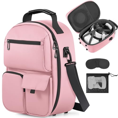 FOREGOER Carrying Case for Meta Quest 3/Oculus Quest 2, Hard Travel Storage Case Compatible with Meta Oculus Quest 2 Headset, Quest Pro and Accessories, VR All-in-One Gaming Headset (Pink) - Image 1