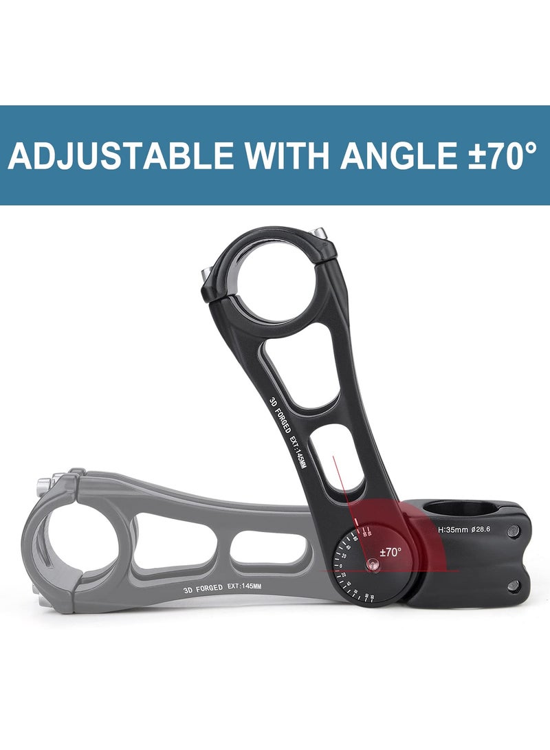 KASTWAVE رافعة ساق الدراجة لمقود الدراجة، 90 مم 110 مم 145 مم، ساق M T B قابلة للتعديل بزاوية 70 درجة، مناسبة للدراجة، M T B، دراجة الطريق، ركوب الدراجات - Image 2