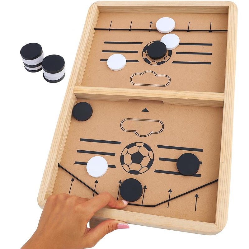 Toyshine Junior String Hockey Wooden Table Battle Game Test Your Speed with Slingshot Toy Parents Child Inteactive Fun Party Game Birthday Return Gift for Kids 3+ - Image 1