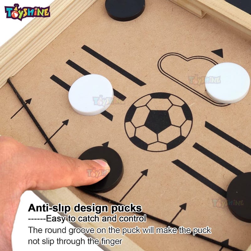 Toyshine Junior String Hockey Wooden Table Battle Game Test Your Speed with Slingshot Toy Parents Child Inteactive Fun Party Game Birthday Return Gift for Kids 3+ - Image 2
