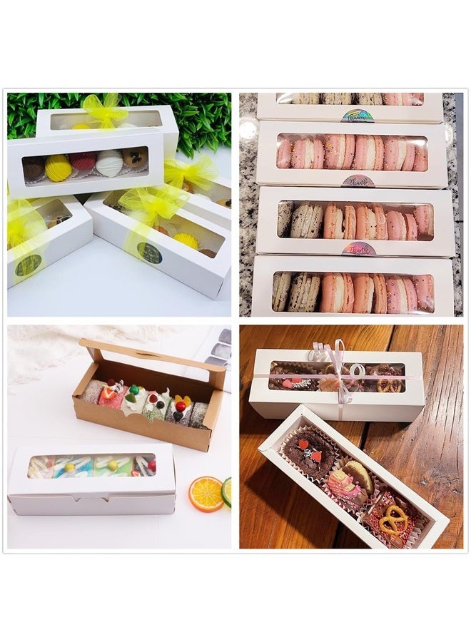 30 PCS White Macaron Boxes with Window, Macaroons Boxes for Packaging 5 to 7 Macarons, Small Macaron Container, Bakery Boxes, Treat Packaging Boxes for Cookies Chocolate Truffles Desserts