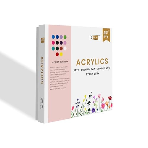 itsy-bitsy Itsy Bitsy Art Story Artists Acrylic Paint Set - 14 Colours X 30ml each| for Paper, Canvas, MDF, Wall, Glass, Plastic, Metal, Terracotta| Premium Multi Surface Paint for DIY Art & Craft - Image 3