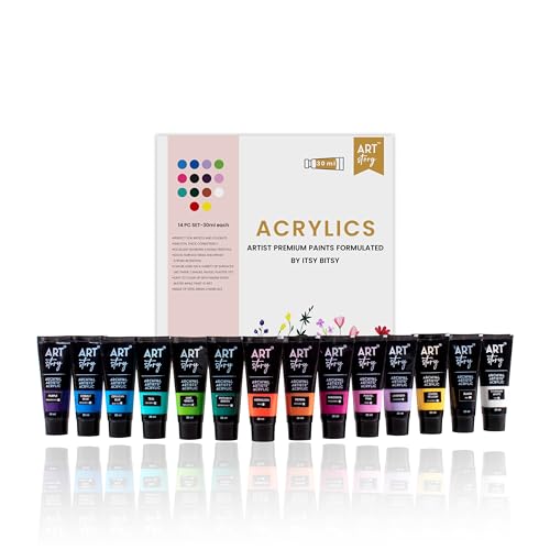 itsy-bitsy Itsy Bitsy Art Story Artists Acrylic Paint Set - 14 Colours X 30ml each| for Paper, Canvas, MDF, Wall, Glass, Plastic, Metal, Terracotta| Premium Multi Surface Paint for DIY Art & Craft - Image 1