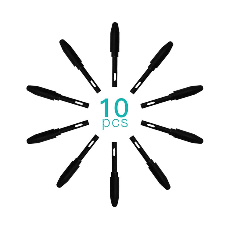 10 نصيبات استبدال Huion PN04 (10 قطعة) متوافقة مع قلم الحوالة الرقمية لجدول الرسم الجرافيكي PW100/PW201 – لون أسود - Image 3