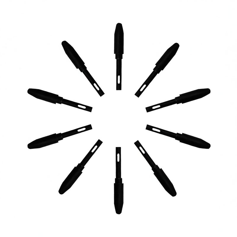 10 نصيبات استبدال Huion PN04 (10 قطعة) متوافقة مع قلم الحوالة الرقمية لجدول الرسم الجرافيكي PW100/PW201 – لون أسود - Image 1