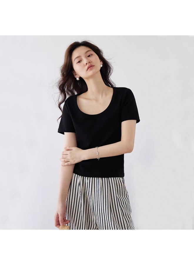 Don't speak Casual Short Sleeve T-shirt For Women New Summer Slim Fit Round Neck Casual Top White S - Image 2