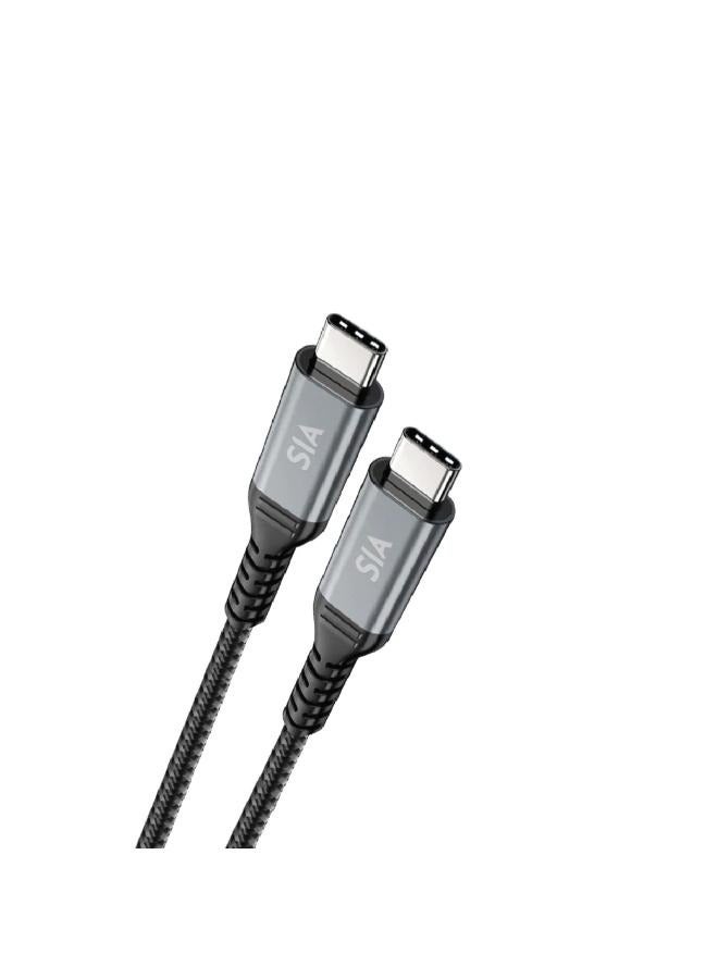 sia NYLON BRAIDED CABLE C-C 60W -100CM-BLACK GRAY WITH METAL SHELL - Image 1