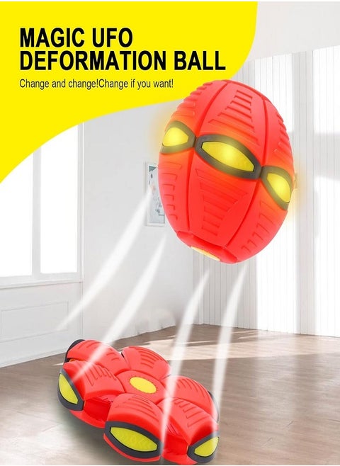 Magic Ball, UFO Portable Flying Saucer Toy, Throwing Disc Catching Ball , Frisbee Decompression Flying Saucer Ball for Kids Outdoor Activity (Red)