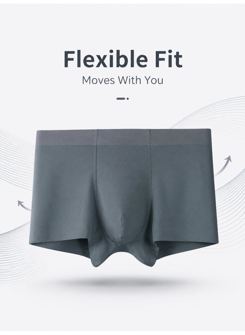 Men's Combed Cotton Boxer Briefs 4 Pack Antibacterial Honeycomb Mesh Crotch Soft Breathable L-3XL Daily Wear - Image 2