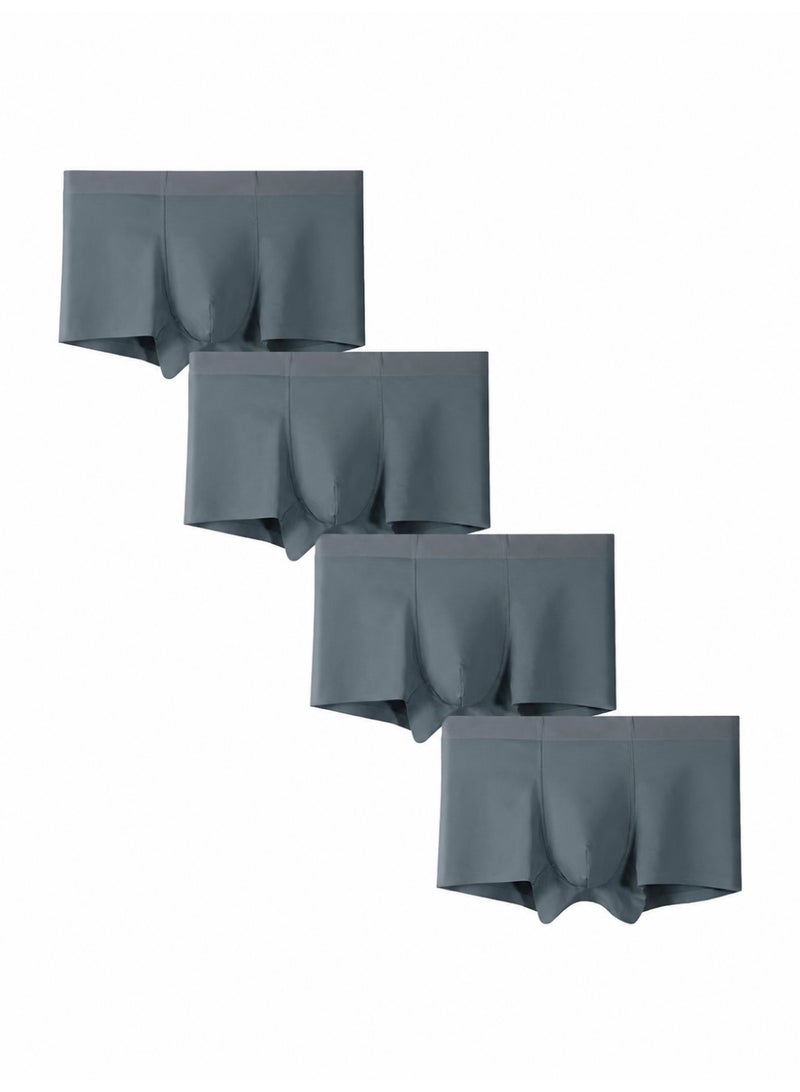 Men's Combed Cotton Boxer Briefs 4 Pack Antibacterial Honeycomb Mesh Crotch Soft Breathable L-3XL Daily Wear - Image 1