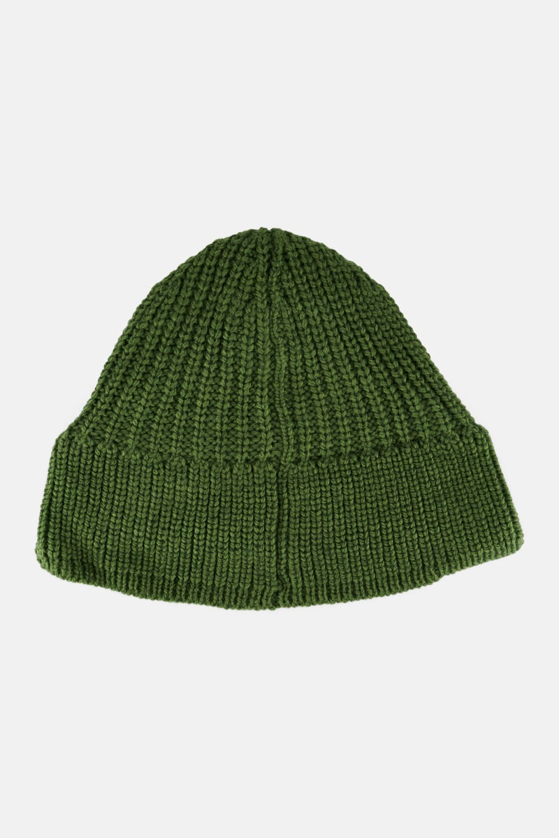 Collusion Women Brand Logo Ribbed Beanie Hat, Green - Image 2
